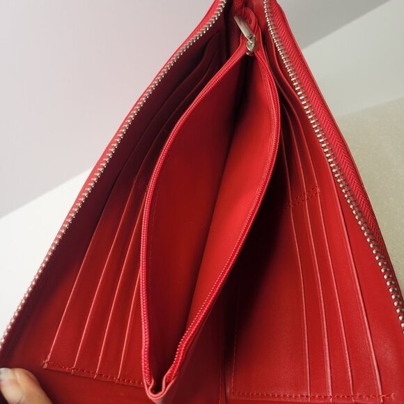 Red Rectangular Rose Motif Clutch Wallet NWOT - Picture 7 of 10